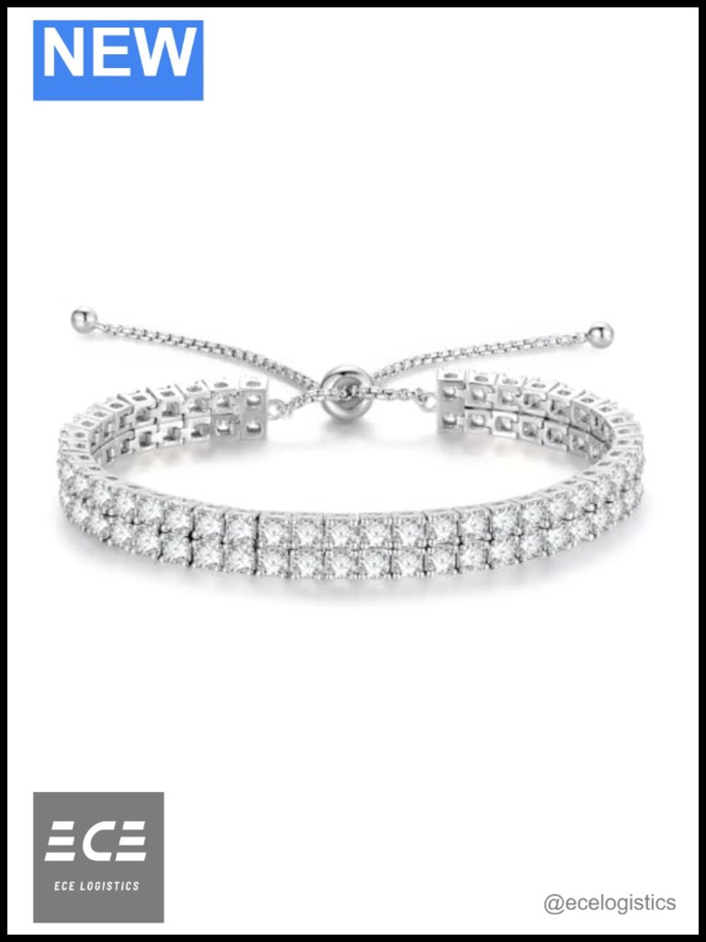 Sterling Silver 2 Row Tennis Bracelet 3mm Cubic Zirconia Bolo Fine Jewelry